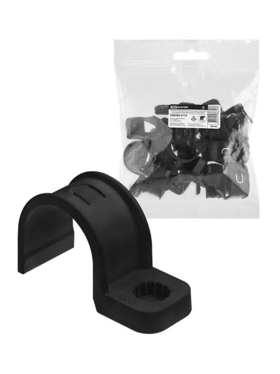 Крепеж-скоба для трубы 32 мм односторонняя для прямого монтажа (20 шт.) черная | SQ0405-6115 | TDM